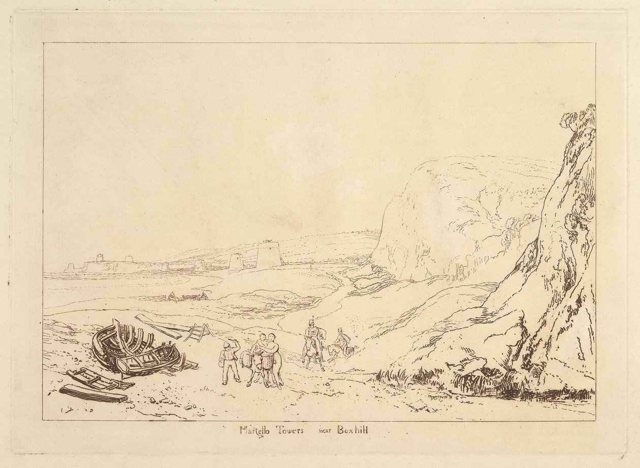 Martello Towers nära Bexhill, Sussex Book of Studies, del VII, skylt 34, 1811. av Joseph Mallord William Turner