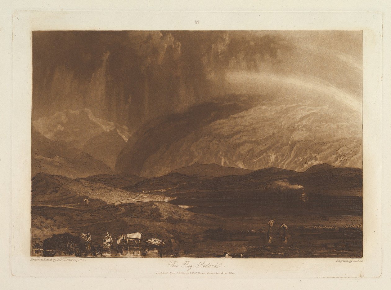 Torvmosse, Skottland Liber Studiorum, del IX, skylt 45, 23 april 1812. av Joseph Mallord William Turner