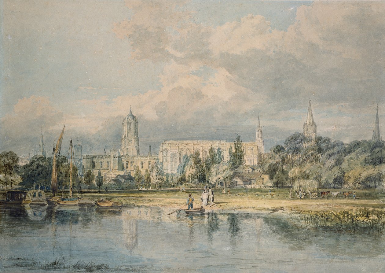 South View of Christ Church etc. från ängarna, 1798-1799 av Joseph Mallord William Turner