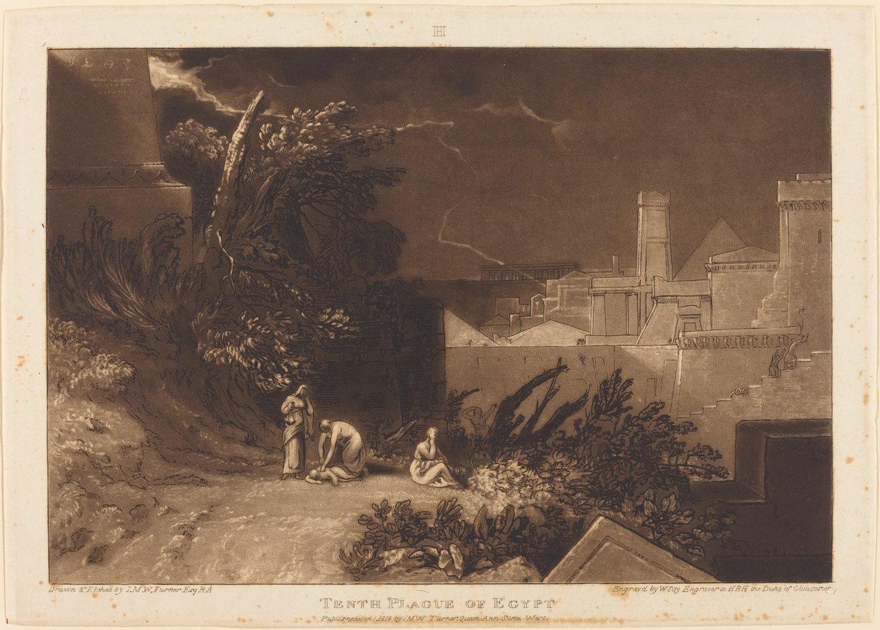 Egyptens tionde plåga, publicerad 1816. av Joseph Mallord William Turner
