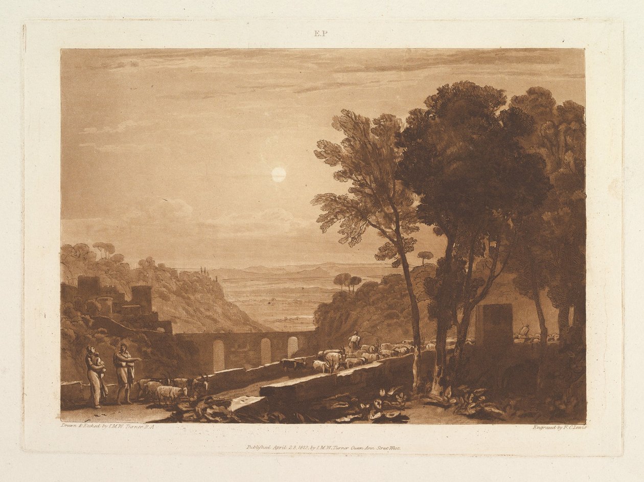 Bron och getter Liber Studiorum, del IX, skylt 43, 23 april 1812. av Joseph Mallord William Turner