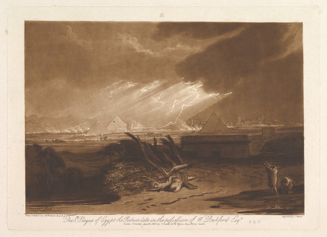 The Fifth Plague of Egypt Liber Studiorum, del III, skylt 16, 10 juni 1808. av Joseph Mallord William Turner