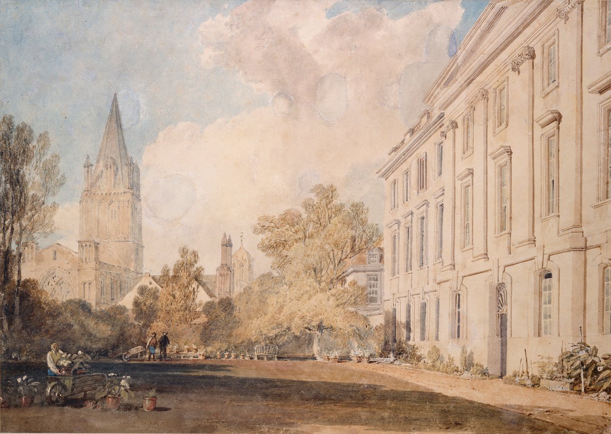 Utsikt över katedralen i Christ Church och en del av Corpus Christi College, 1803-1804 av Joseph Mallord William Turner