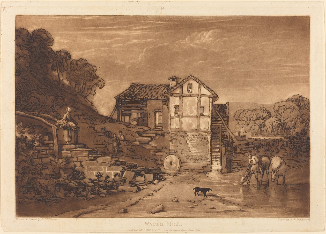 Vattenkvarn, publicerad 1812. av Joseph Mallord William Turner