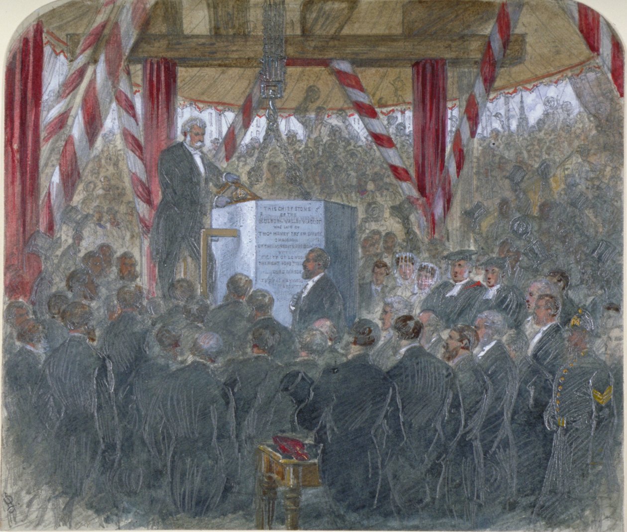 Nedläggning av huvudstenen till Holborn Viaduct, City of London, 3 juni 1867 av JP