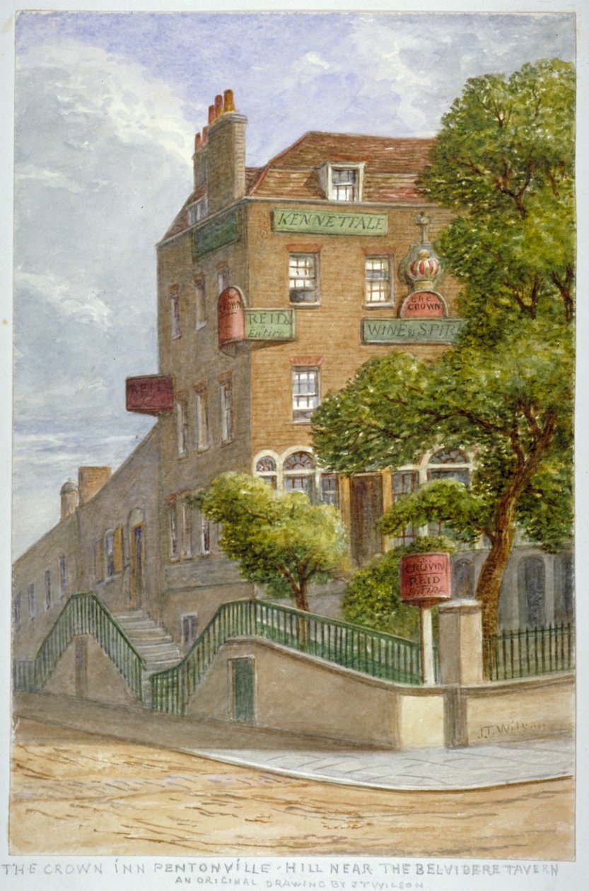 The Crown Inn, Pentonville Hill, Islington, London, c1865 av JT Wilson