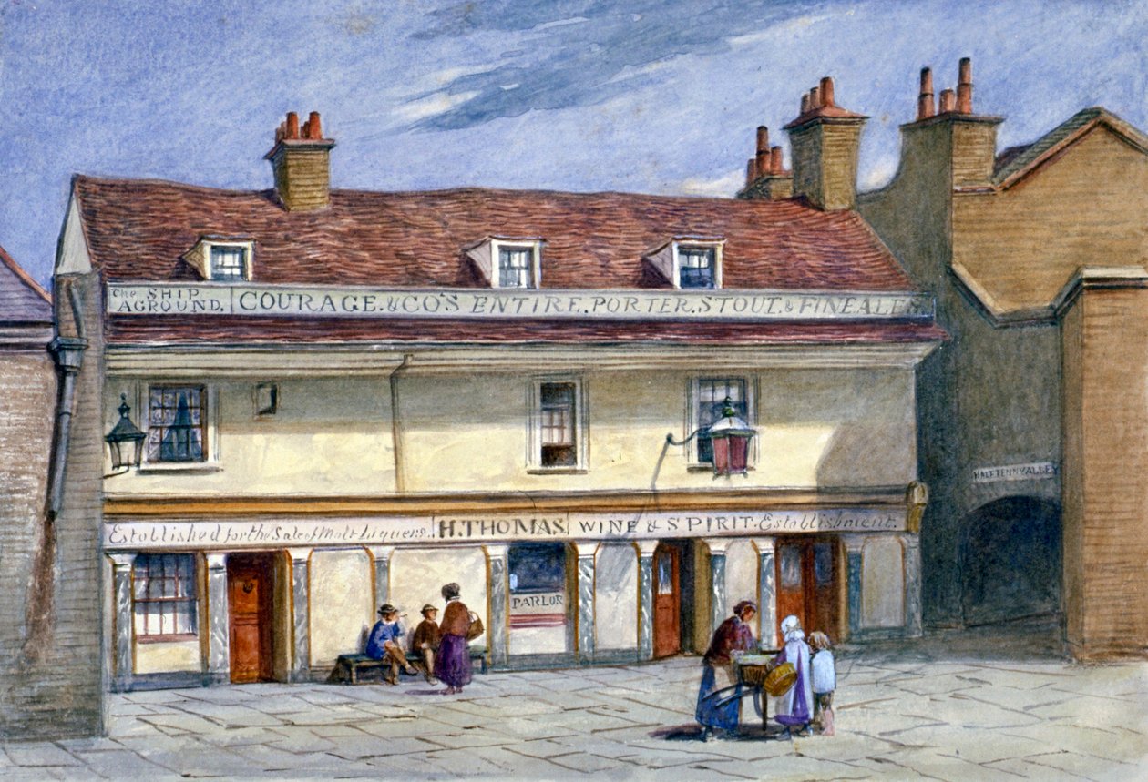 The Ship Aground pub, Wolseley Street, Bermondsey, London, c1875. av JT Wilson