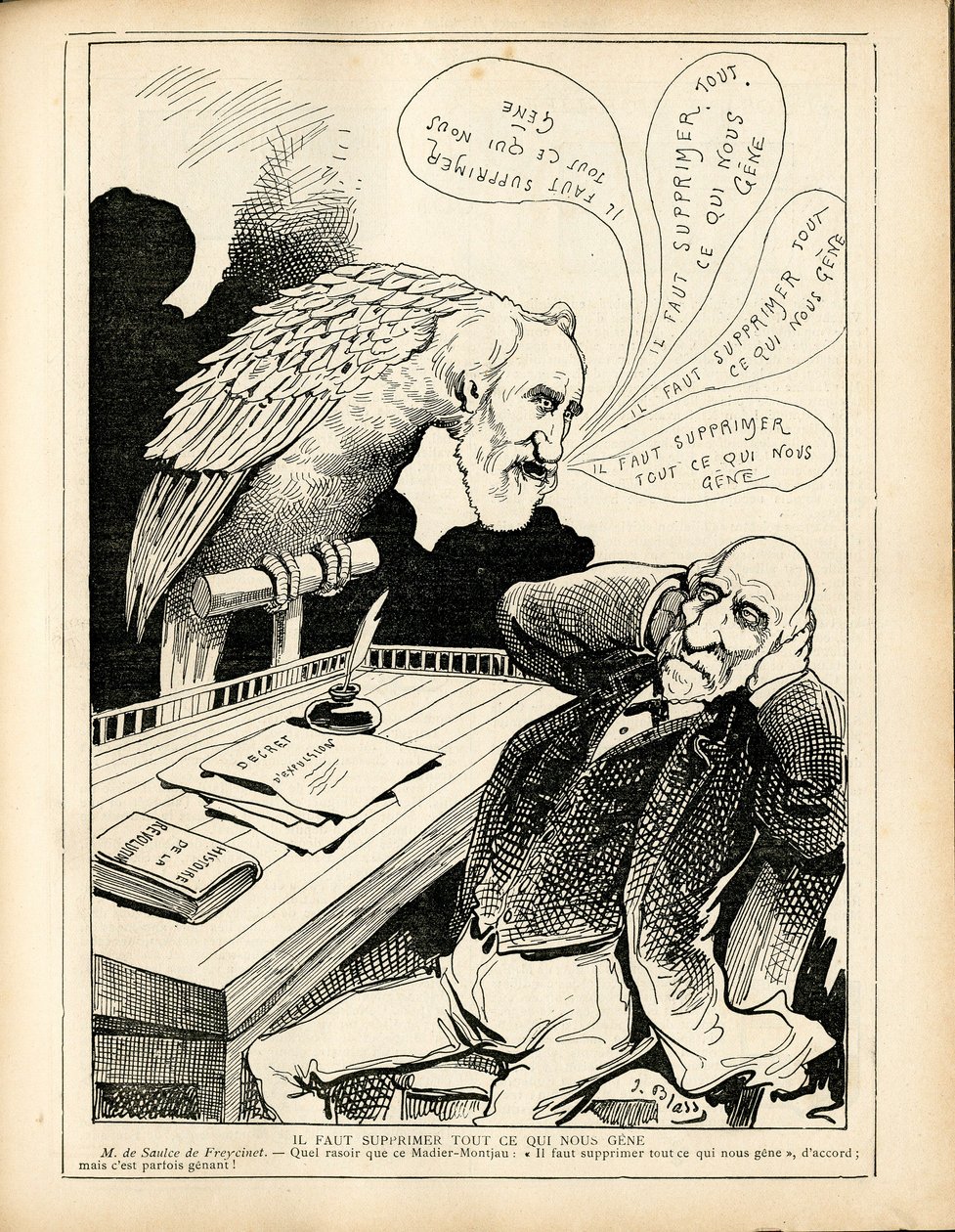 Le Triboulet, satirisk i B & W av J. (1847 1892) Blass
