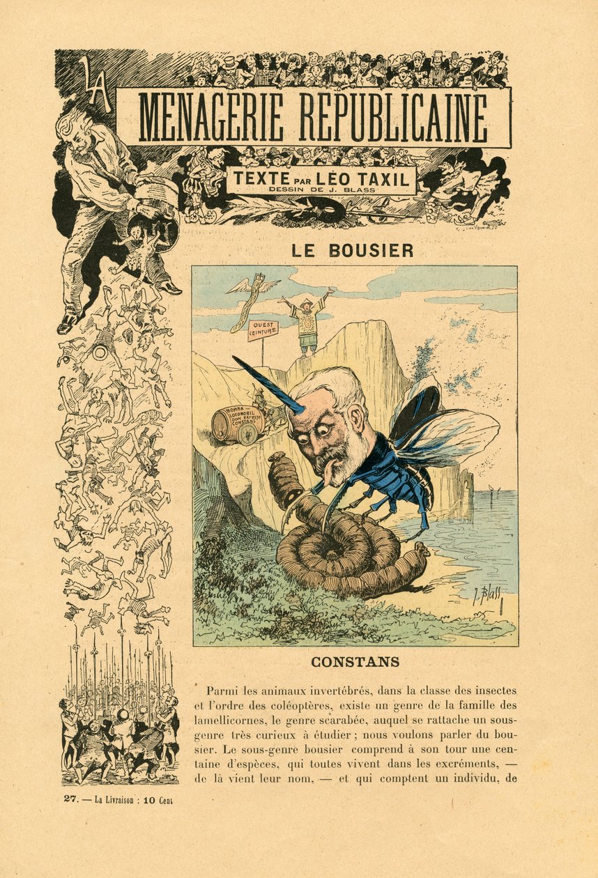 Menagerie Republicaine Humoristiskt galleri av tredje republikens huvudpersoner, nummer 27, Satirique en Couleurs av J. (1847 1892) Blass