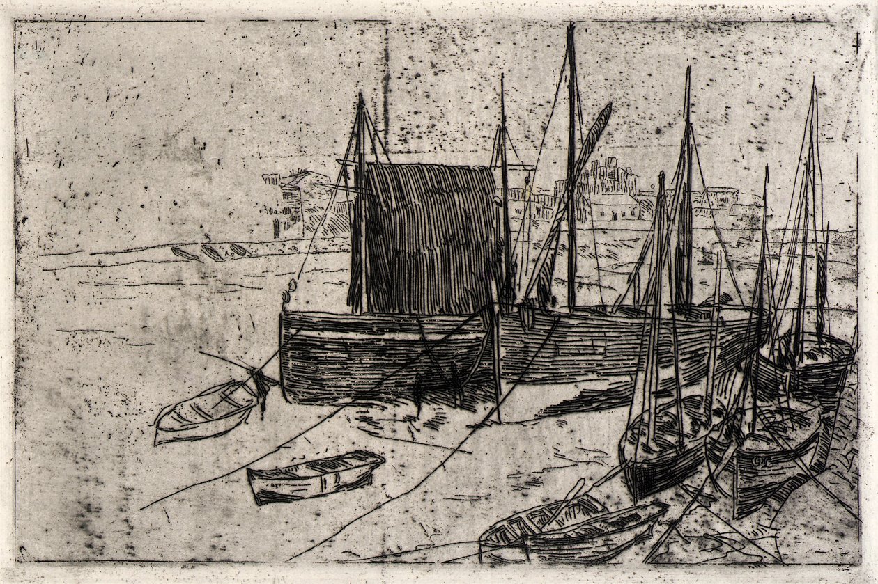 Båtar vid Port Erin--Insle of Man av J. Alden Weir