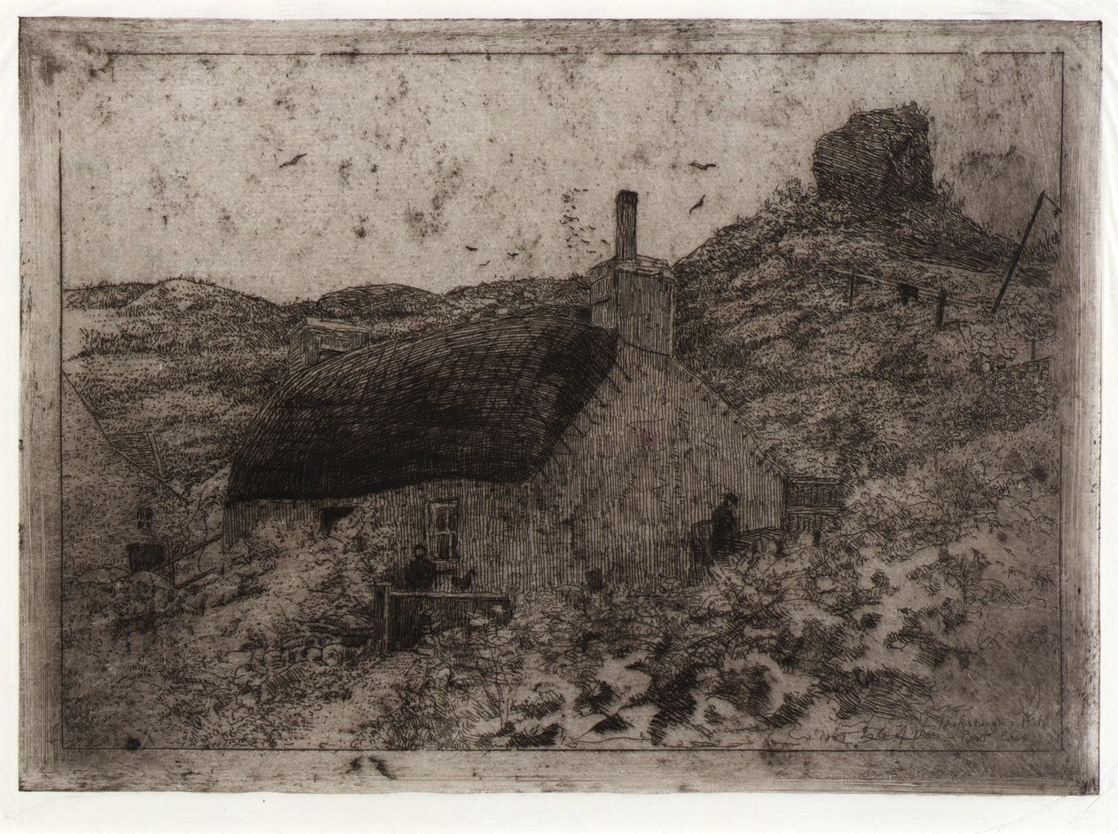 Fiskarstuga på kullen - Isle of Man av J. Alden Weir