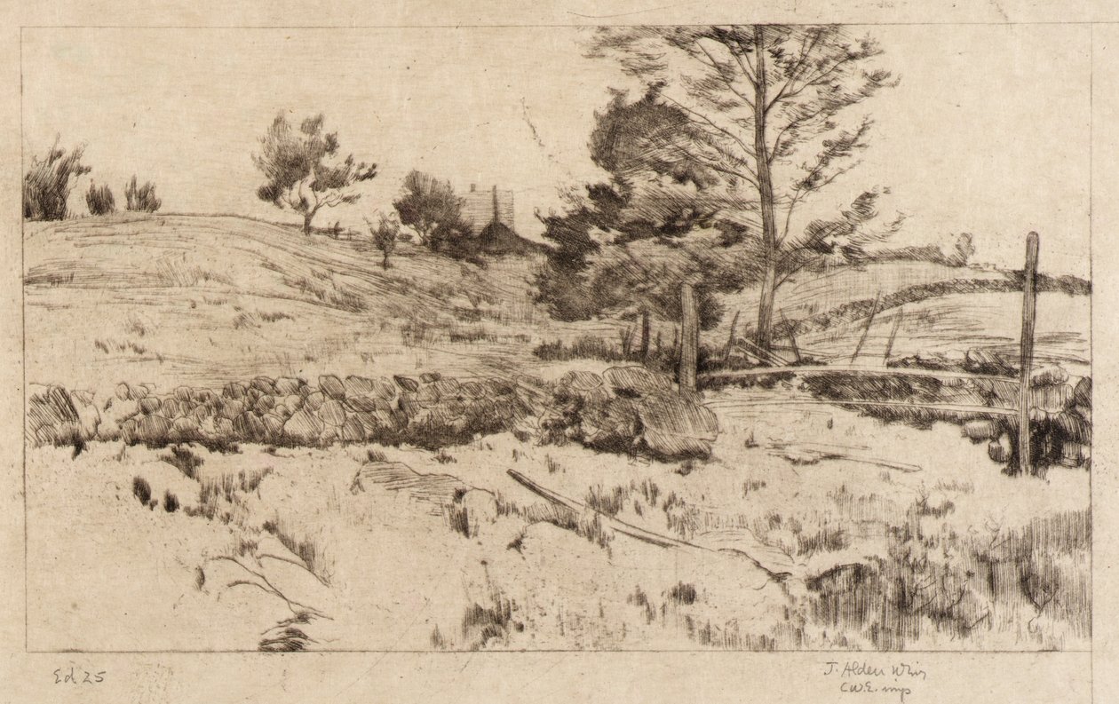 Landskap (skiss av fält) av J. Alden Weir