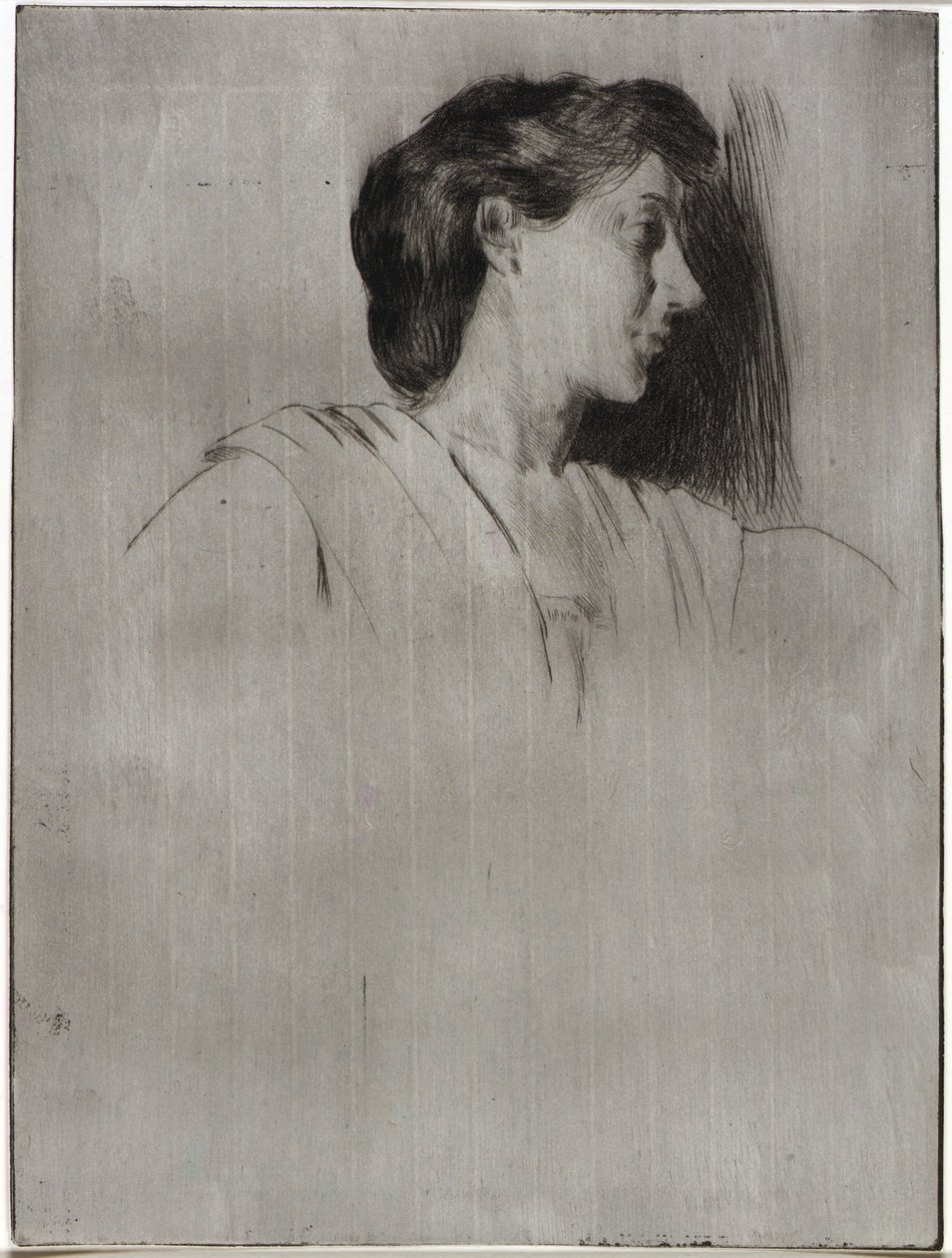 Studie av ett kvinnohuvud i profil av J. Alden Weir