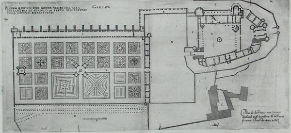 Plan över de inhägnade trädgårdarna och Chateau de Gaillon, från 