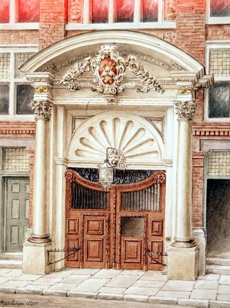Porten till Brewers Hall i Addle Street, City of London av J. Appleton