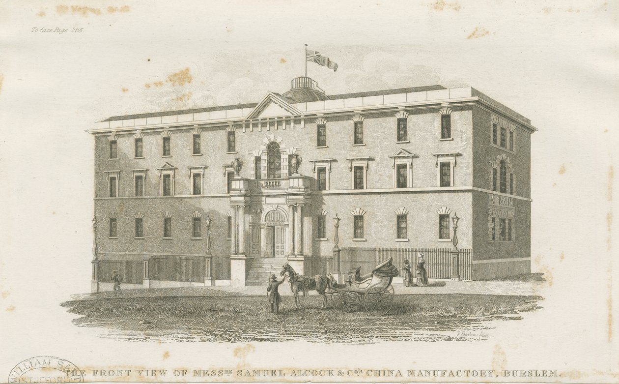 Burslem - herrarna Samuel Alcock & Cos:s fabrik: stålgravyr, nd [?1800-talet] (tryck) av J Barlow