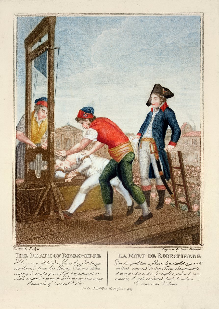 Robespierres död (1758-94) 28 juli 1794 graverad av James Idnarpila, publicerad 1799 av J. Beys