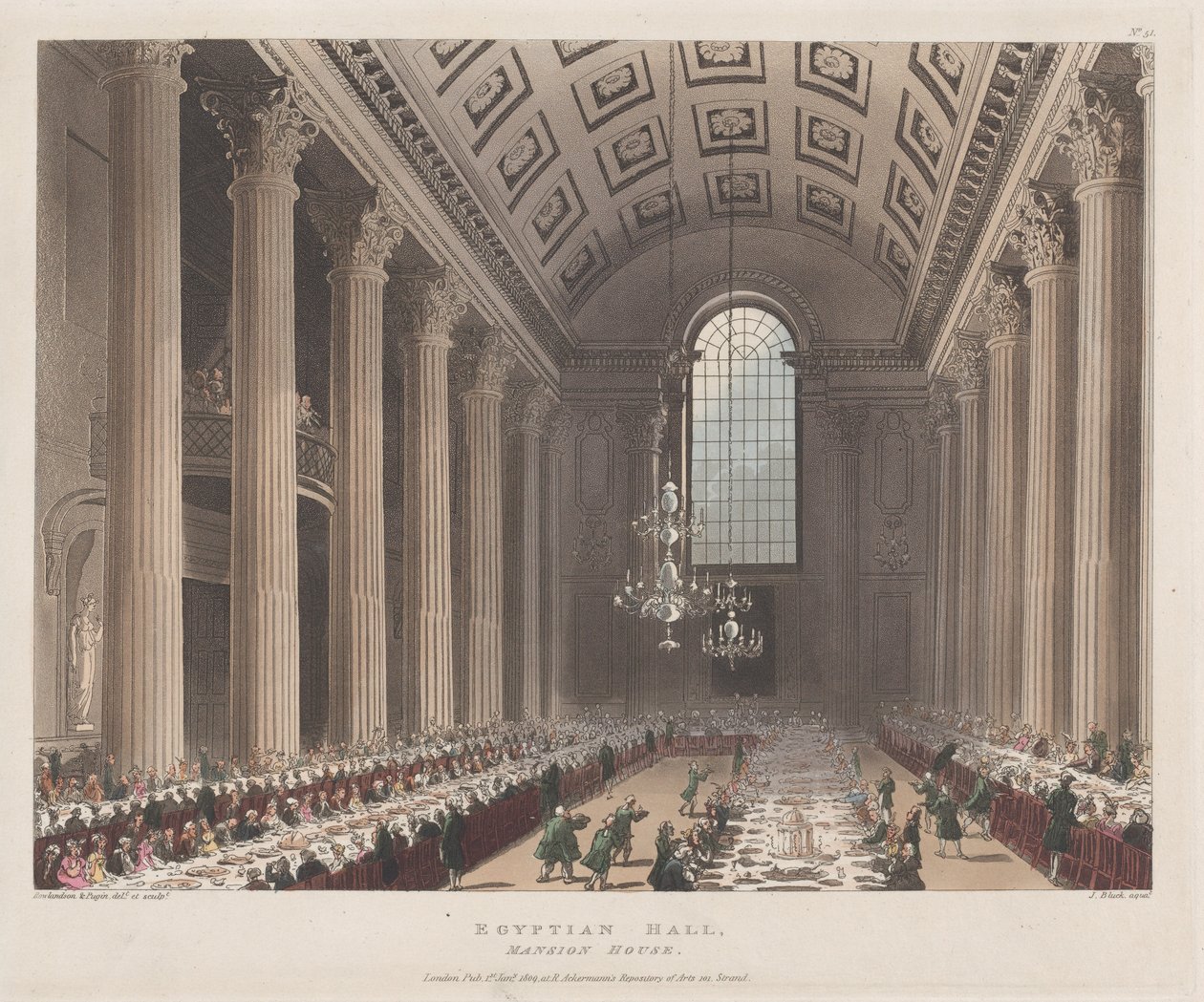 Egyptian Hall, Mansion House, 1 januari 1809., 1 januari 1809. av J. Bluck