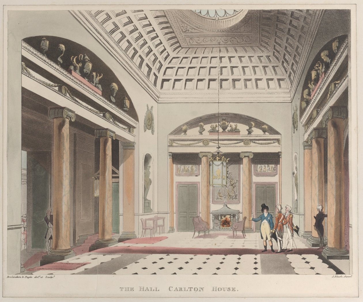 The Hall Carlton House Microcosm of London, skylt 15, 1 april 1808., 1 april 1808. av J. Bluck