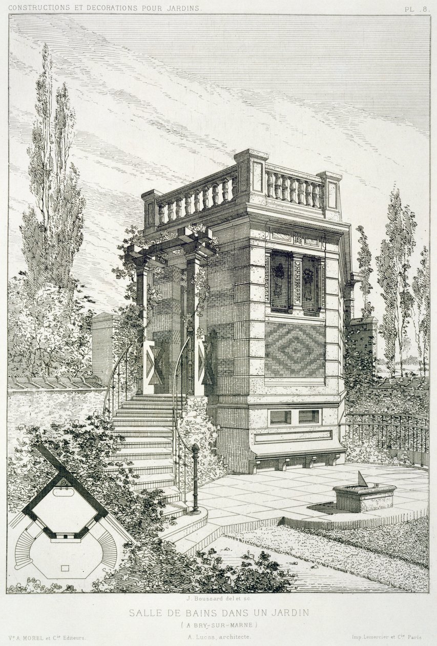 Badrum, från en mängd mönster av olika arkitekter, pub. Morel & Cie, Paris, ca 1880 av J. Boussard