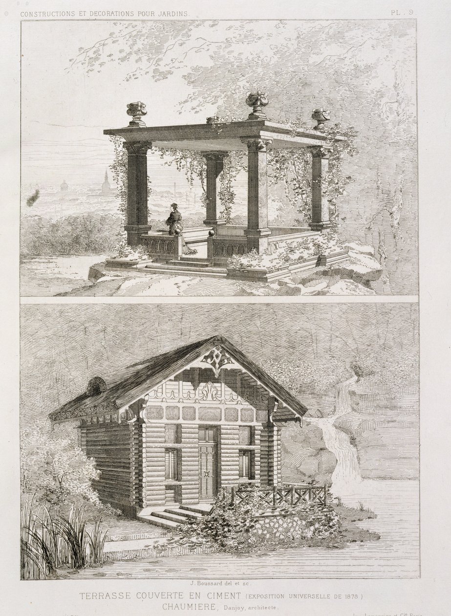 Terrass täckt med cement och rost designad av Danjoy, c.1880 av J. Boussard