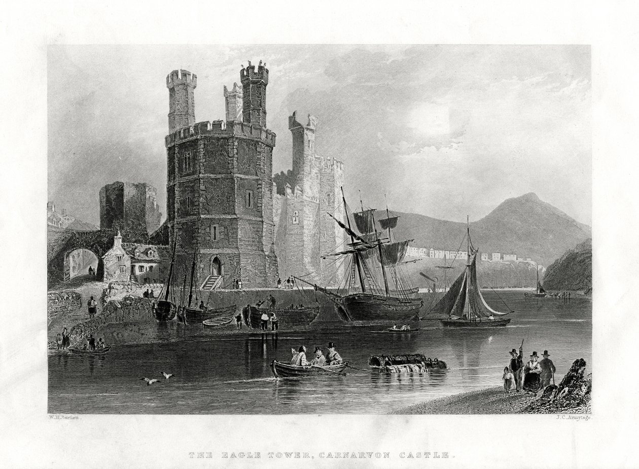 The Eagle Tower, Carnarvon Castle, Caernarfon, North Wales, 1860 av J. C. Armytage