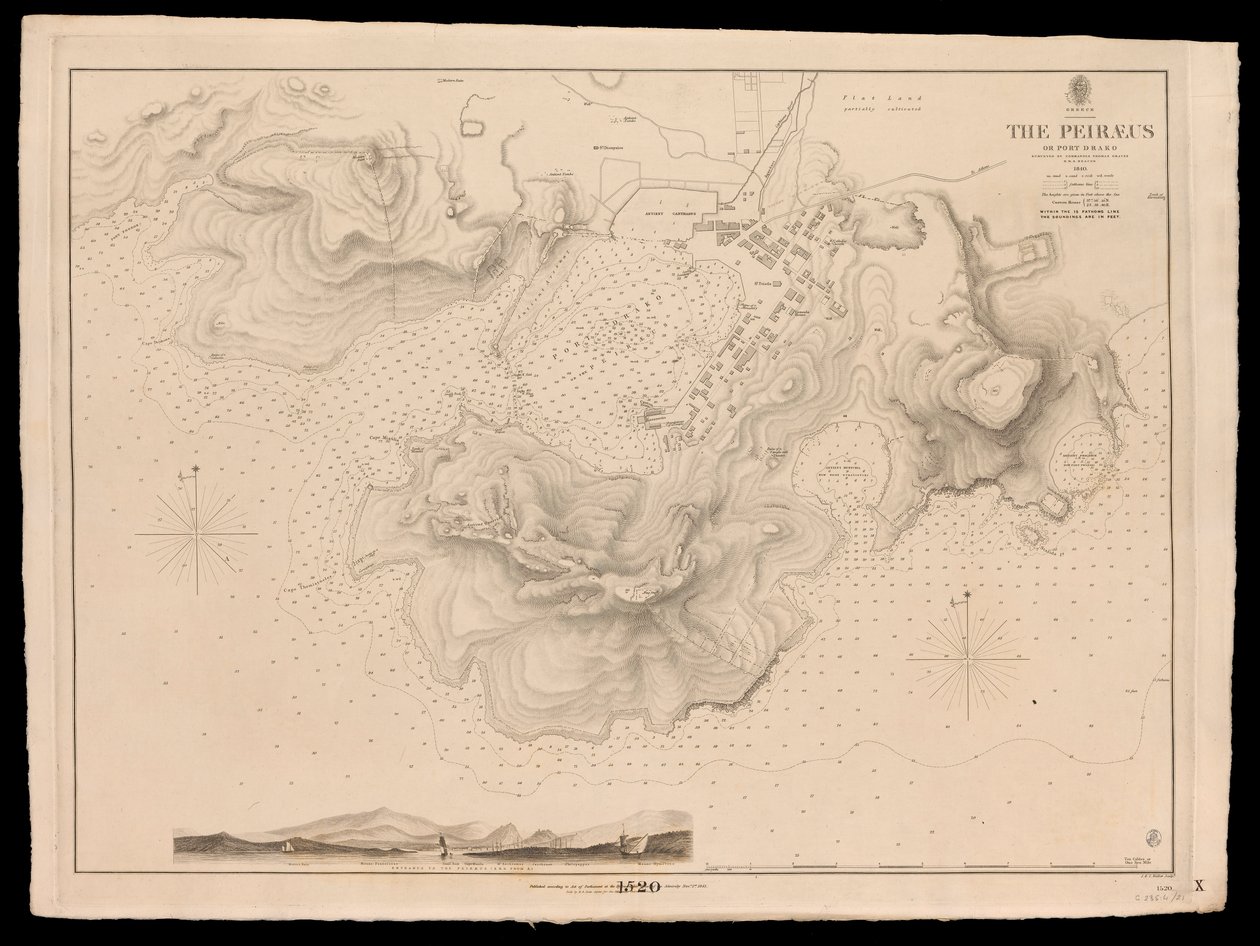 Grekland, Peiraeus eller Port Drako undersökt av kommendörkapten Thomas Graves, H.M.S. Beacon 1840 av J. & C. Walker