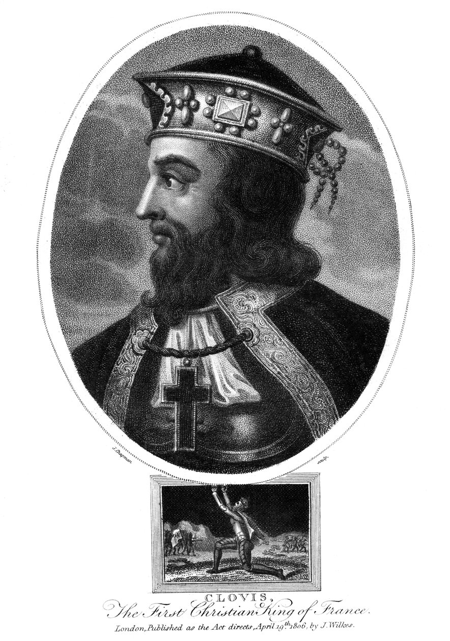 Clovis, frankernas första kristna kung, 1806. av J. Chapman