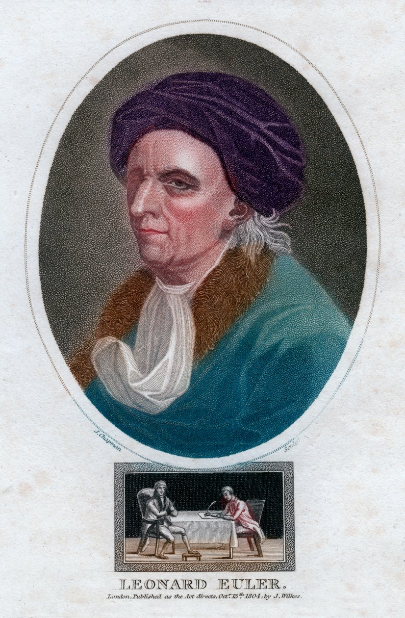 Leonhard Euler, schweizisk matematiker och fysiker från 1700-talet, 1804. av J. Chapman