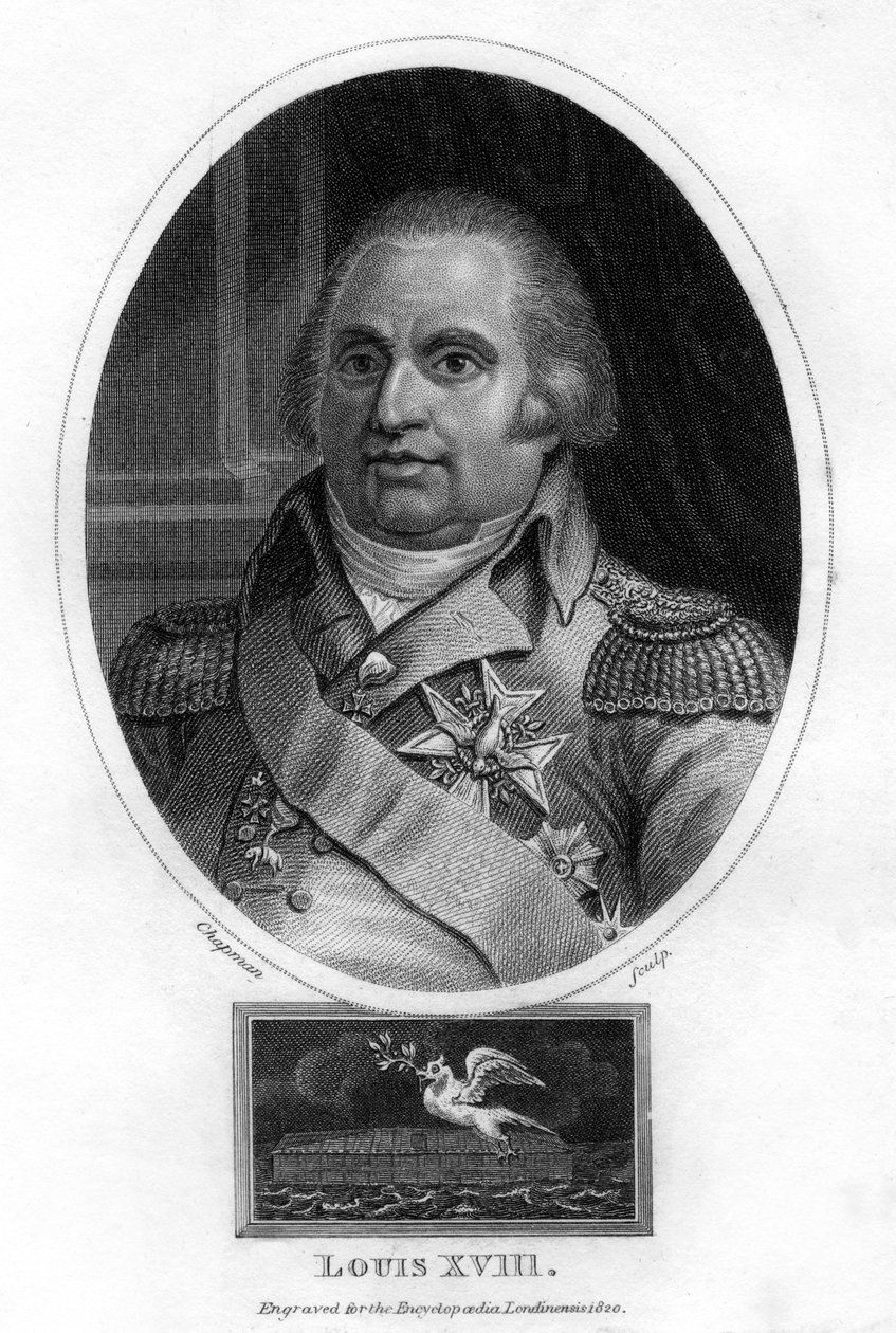 Ludvig XVIII, kung av Frankrike, 1820. av J. Chapman