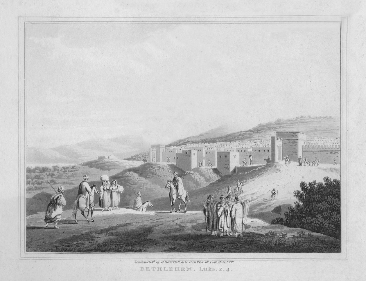 Betlehem. Luke, 2.4, 1830 av J. Clarke