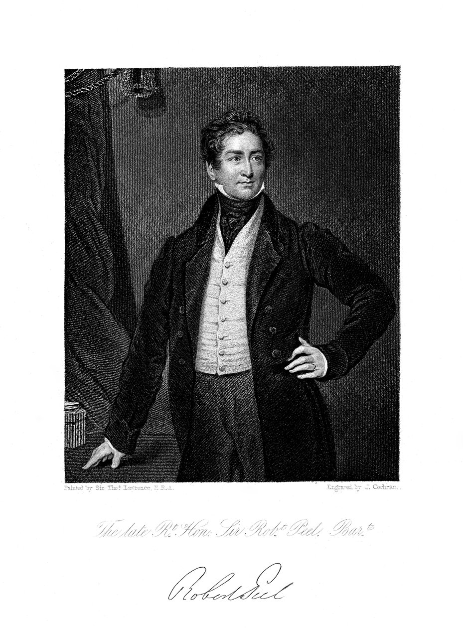 Robert Peel, brittisk statsman, 1800-talet. av J. Cochran