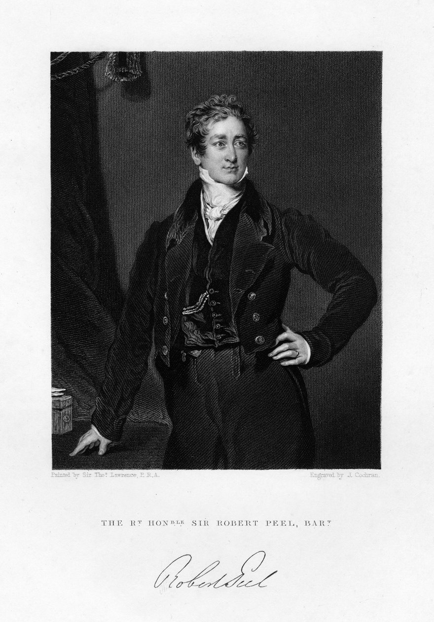 Sir Robert Peel, brittisk premiärminister, 1800-talet. av J. Cochran
