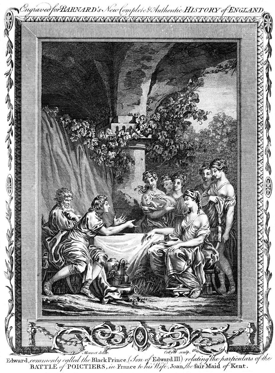 Edward, den svarte prinsen, berättar om detaljerna i slaget vid Poictiers, 1800-talet. av J. Collyer