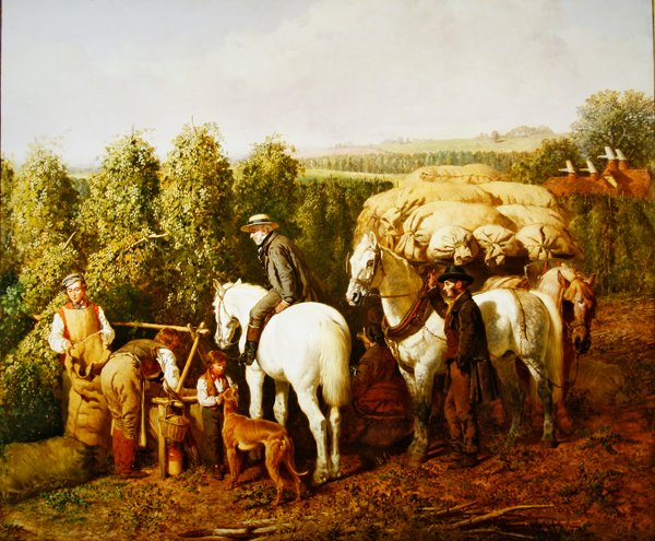 En humlegård i Kentish (olja på duk) av J. F. and Bright H. Herring Snr.