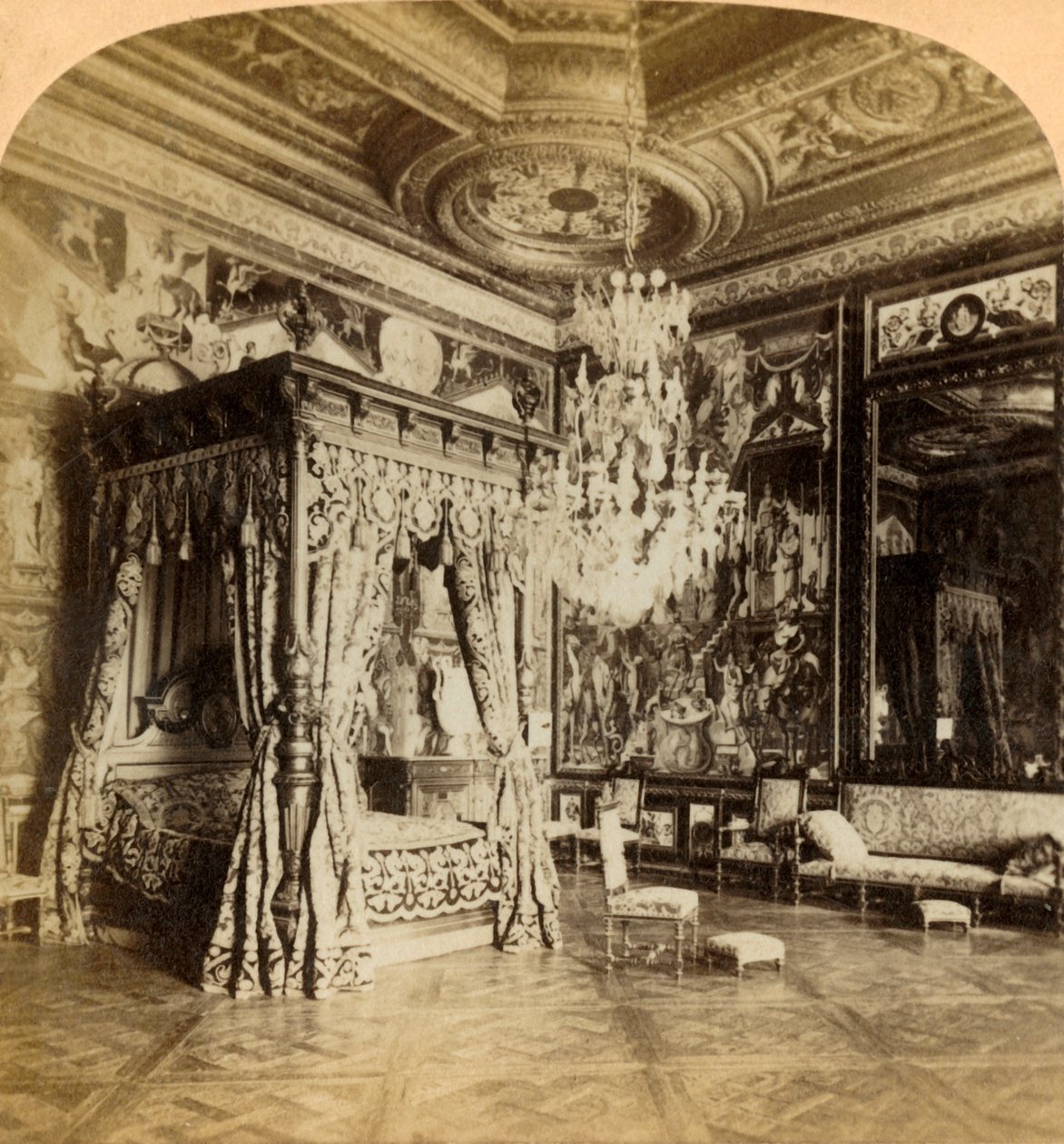 Mottagningsrum av Catherine de Medicis, palats i Fontainebleau, Frankrike, 1889. av J. F. Jarvis