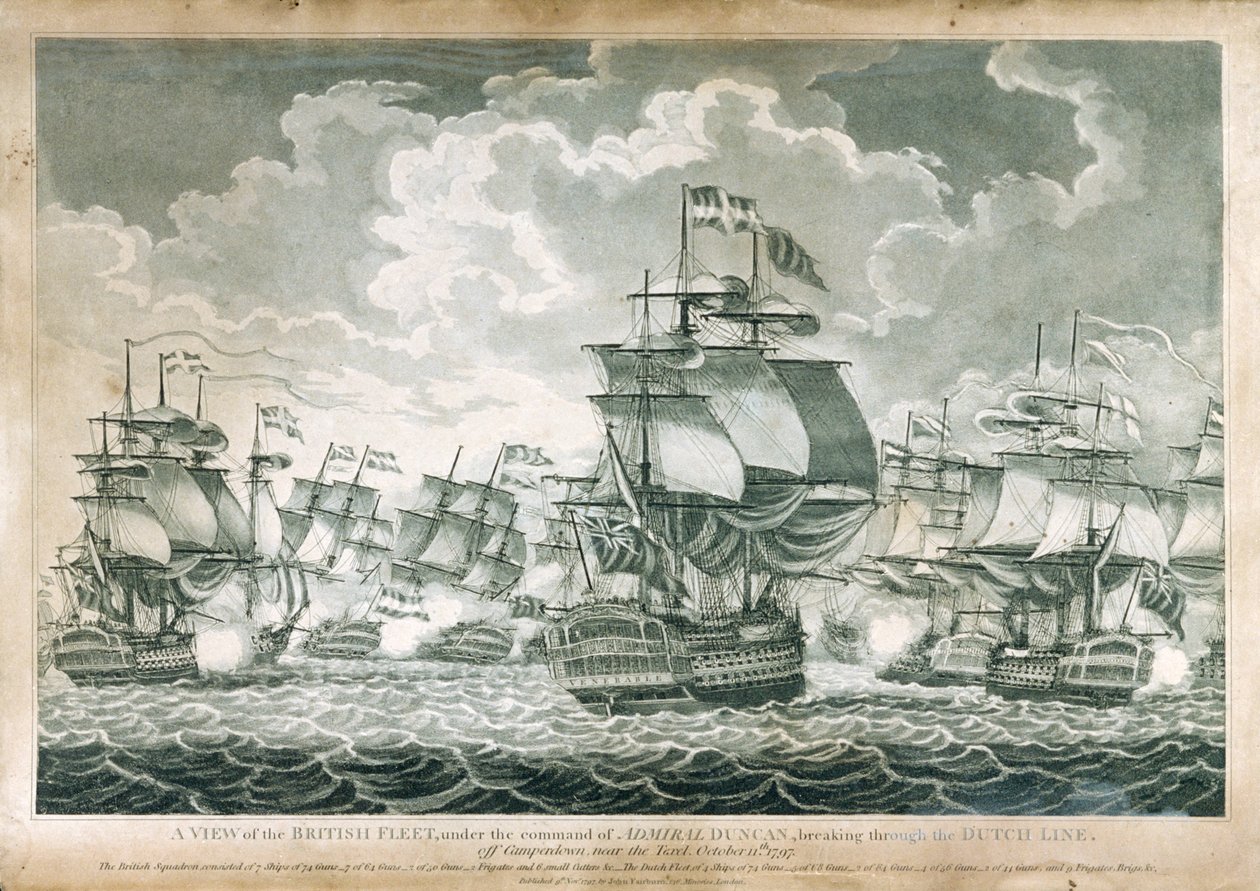 Vy över den brittiska flottan under befäl av amiral Duncan av J. Fairburn