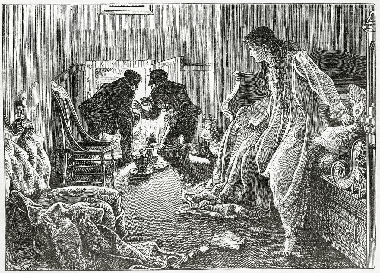 Jag räckte upp handen mycket mjukt och drog fram dolken under kudden, illustration till en thriller-kriminalroman "the Story of a Scar", från "Appleton