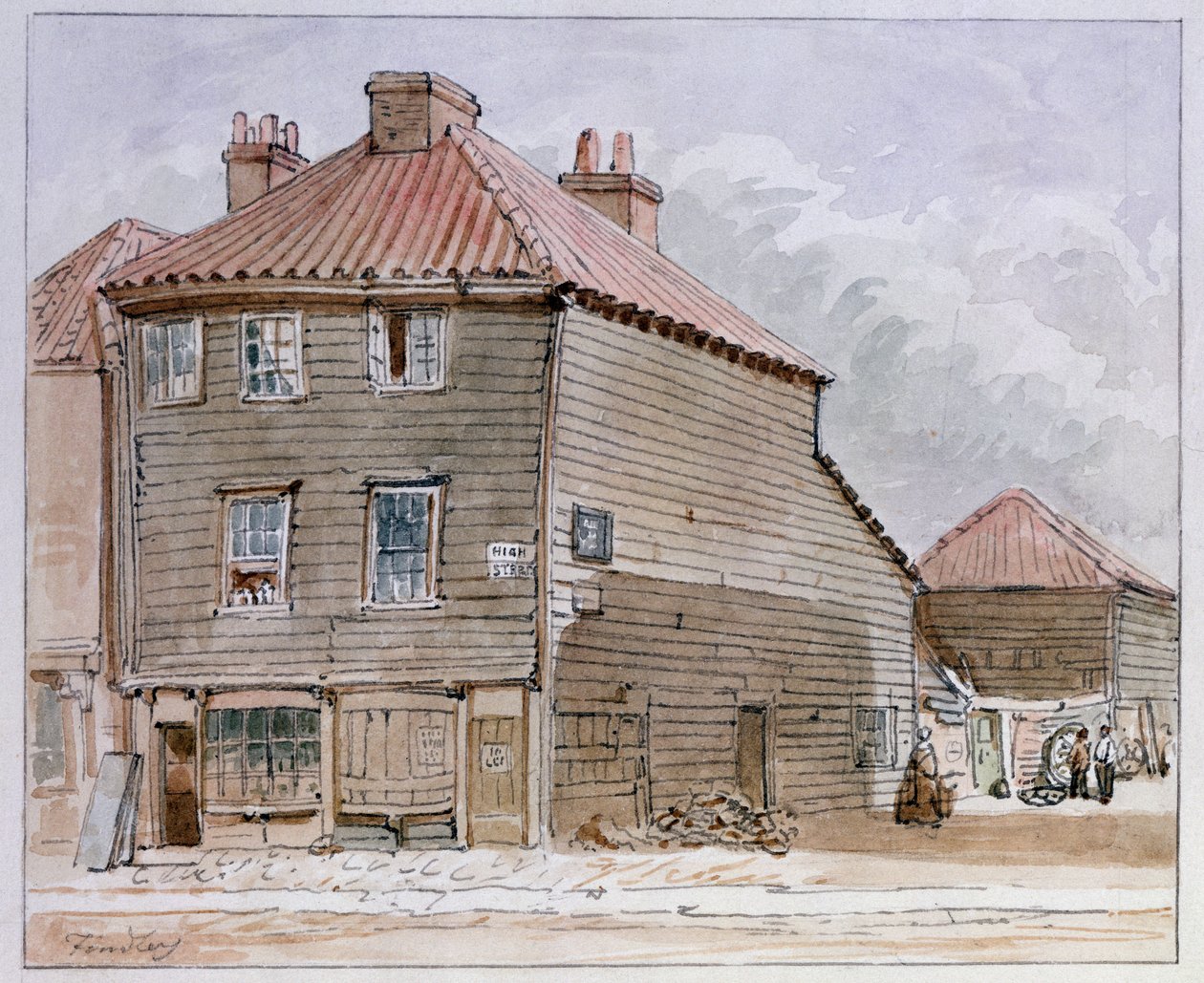 Vy över ett gammalt hus i High Street, Lambeth av J. Findley
