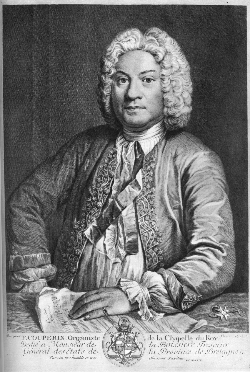 François Couperin, fransk barockkompositör, organist och cembalist, 1735 av J Flippart