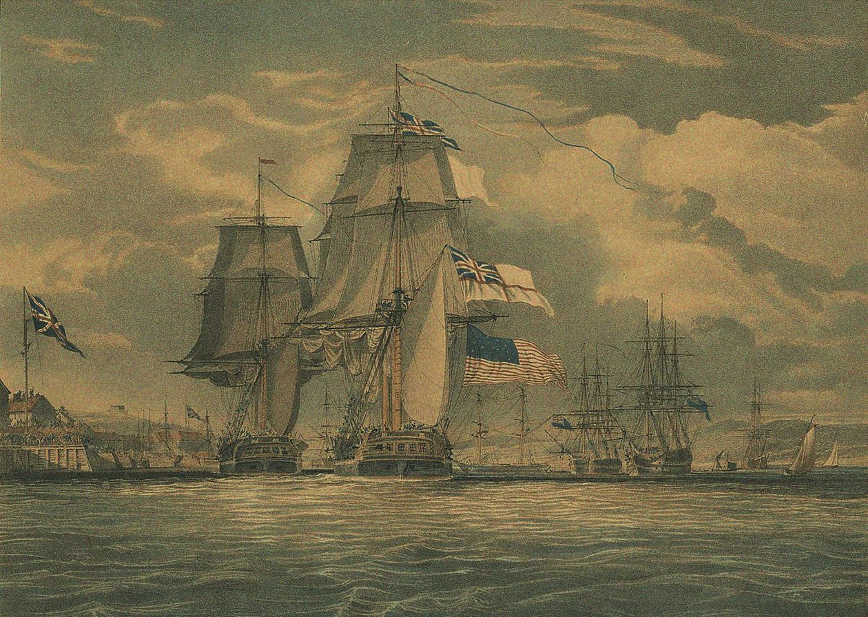 HMS Shannon erövrar USS Chesapeake, 1 juni 1813, 1813 av J. G. C. Schetly