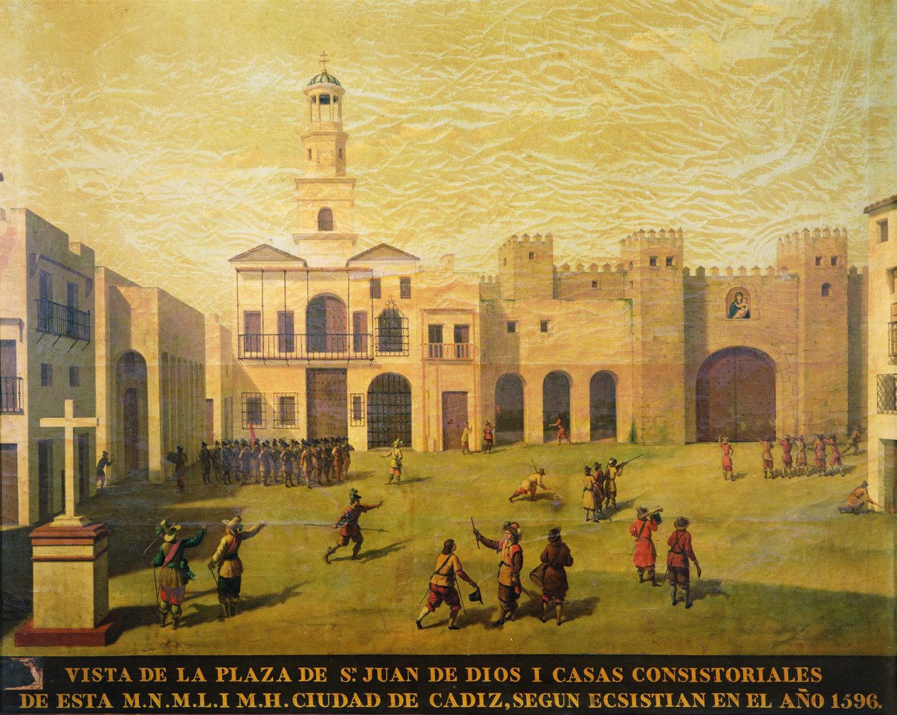 Plaza de San Juan de Dios 1596 (olja på duk) av J. Garcia
