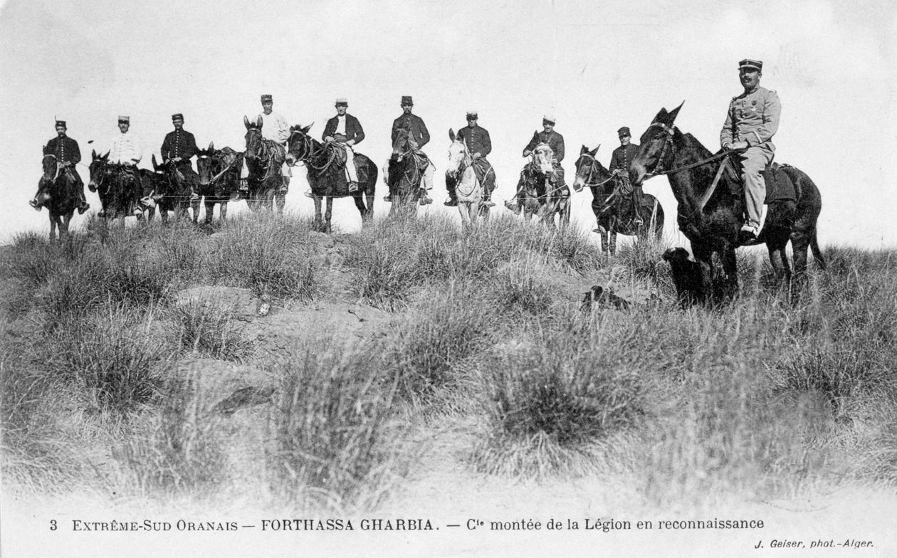 Franska främlingslegionens kavalleri, Forthassa Gharbia, Algeriet, c1905 av J. Geiser