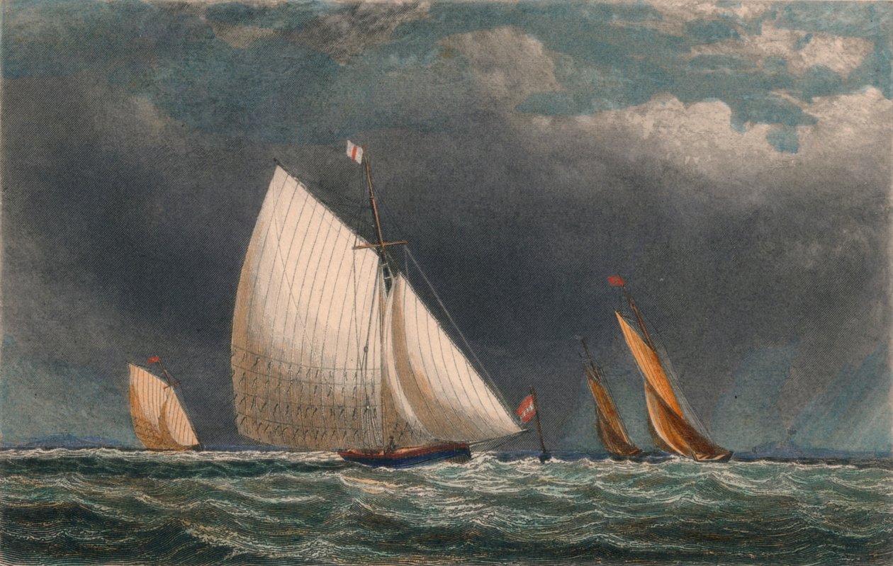 Segelmatchen, yachter som rundar flaggbojen