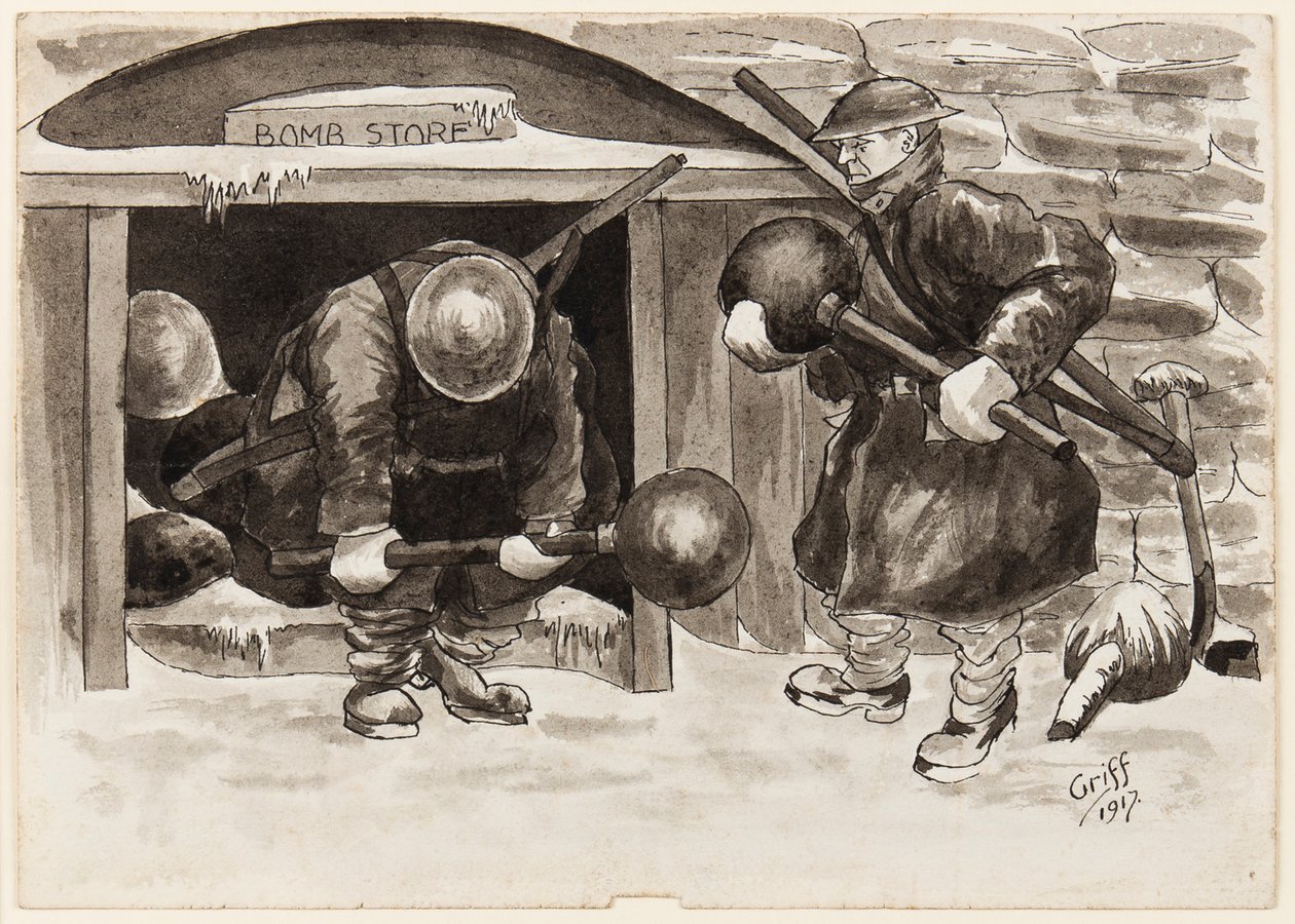 "Och de sa till oss att kriget skulle vara över till jul, ett "är vi bär" pudder till Fritz istället för att bära våra egna på "ome" av J. Griffiths