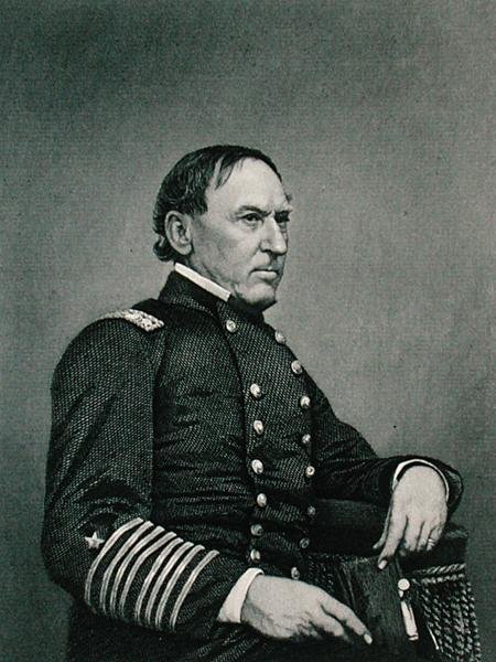 David Glasgow Farragut (1801-70), graverad efter ett fotografi av William G. Jackman (fl.c.1840-60) (gravyr) av J. Gurney and Son