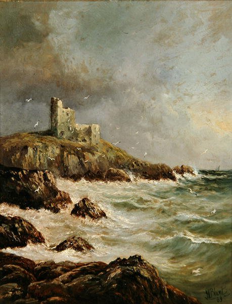 Förstört slott på Rocky Shore av J. H. Blunt