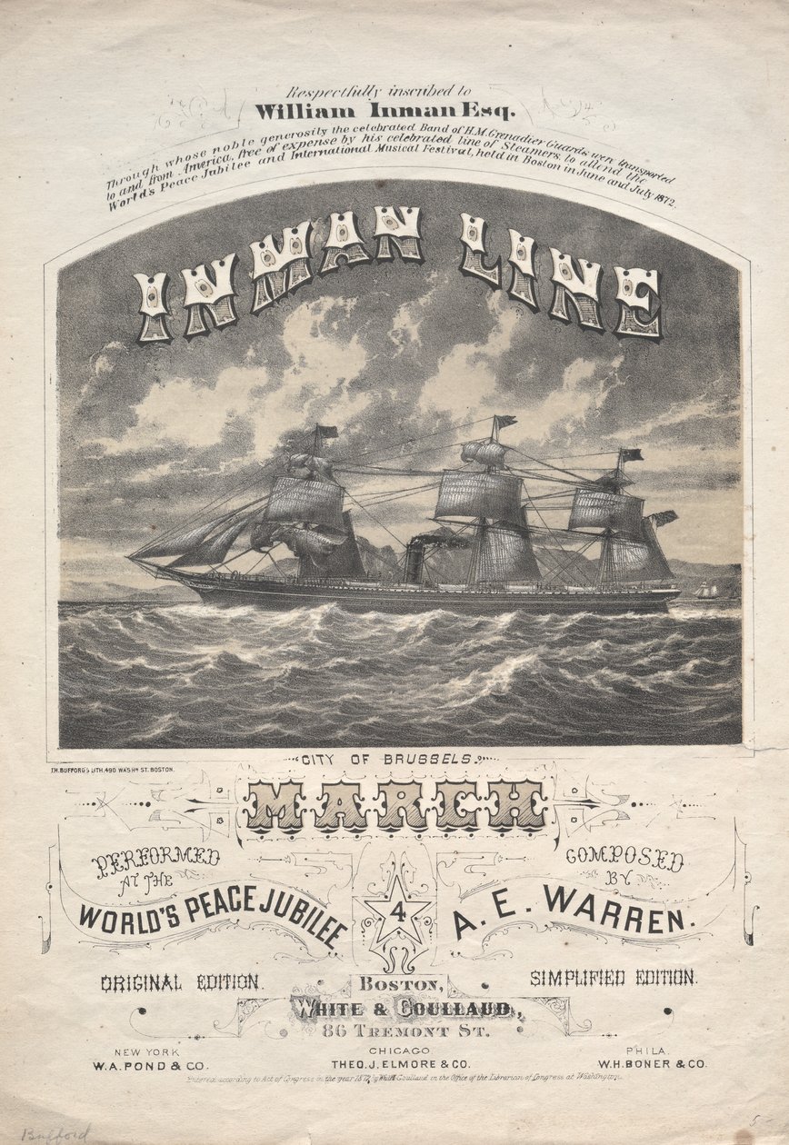 Inman Line mars, 1872. av J. H. Bufford
