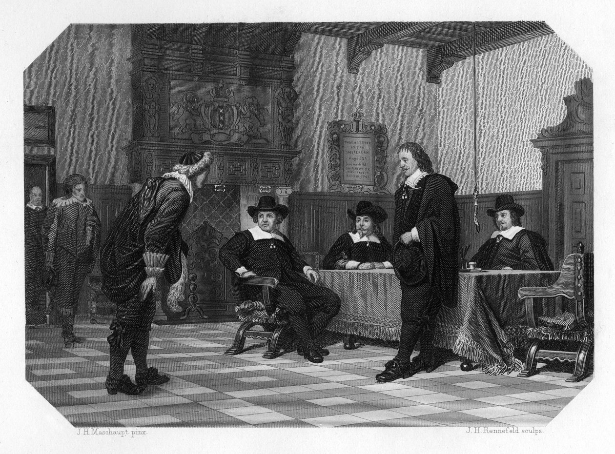 En audiens hos borgmästar- och rådmannen i Amsterdam, 1653 c1870 av J. H. Rennefeld
