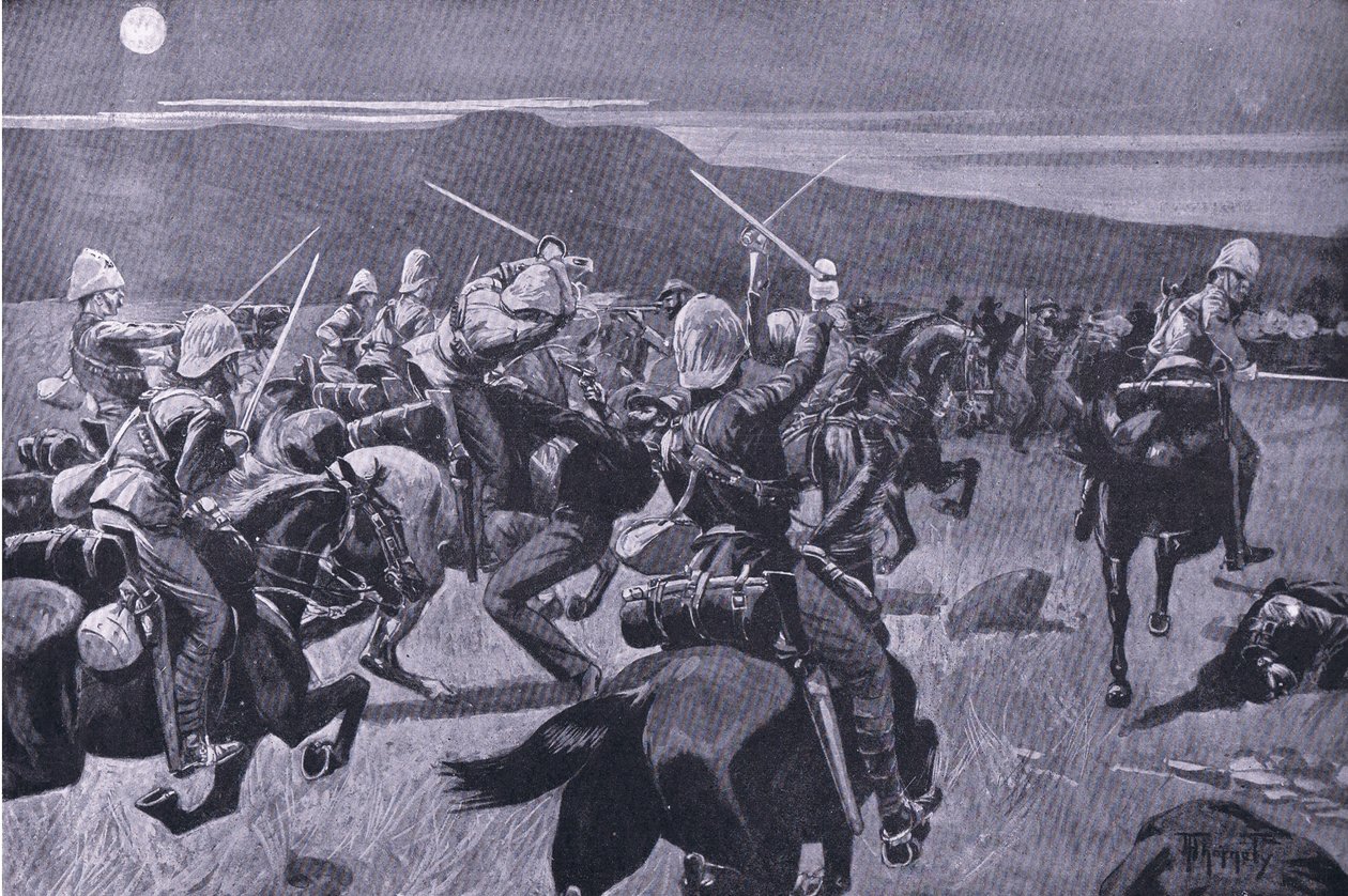 Moonlight charge of the 19th Hussars nr Steenkampsberg , illustration från After Pretoria: The Guerilla War